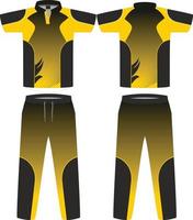 cricket uniforme impostato con davanti e indietro Visualizza gli sport cricket maglietta maglia e parte inferiore pantaloni design modello, finto su vettore