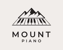montagna pianoforte musicale picco collina roccia superiore pianista orchestra concerto classico vettore logo design