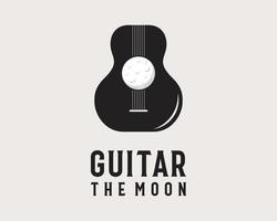 chitarra Luna musica musicale strumento chiaro di luna notte cielo spazio acustico Vintage ▾ vettore logo design