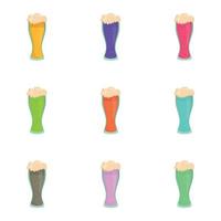 impostato di 9 alcolizzato birra schiumoso colorato cocktail - vettore