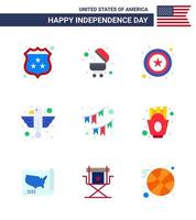 9 Stati Uniti d'America piatto imballare di indipendenza giorno segni e simboli di decorazione americano stella stato uccello modificabile Stati Uniti d'America giorno vettore design elementi
