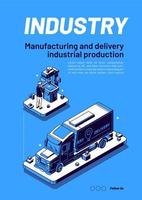 industria isometrico ragnatela striscione, produzione. vettore