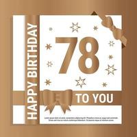 contento 78 ° compleanno. oro numeri e luccicante oro nastri. festivo sfondo. decorazione per festa evento, saluto carta e invito, design modello per compleanno celebrazione. eps10 vettore