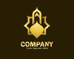 lusso oro islamico moschea logo design modello vettore