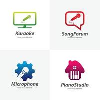 impostato di microfono logo design modelli vettore