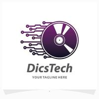 disco Tech logo design modello vettore