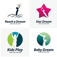 impostato di bambini sognare logo design modelli vettore