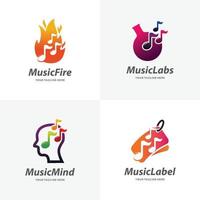 impostato di musica Nota logo design modelli vettore