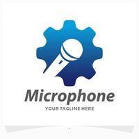 microfono Ingranaggio logo design modello vettore