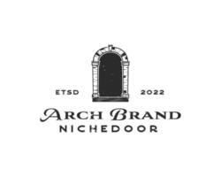 architettonico antico arco Ingresso logo. pietra arco vettore logo design. Vintage ▾ arco illustrazione