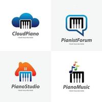 impostato di pianoforte logo design modelli vettore