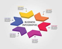 freccia modello per Infografica per presentazione per 6 elemento vettore