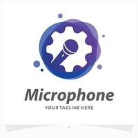 microfono Ingranaggio logo design modello vettore