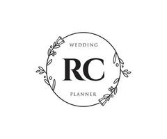 iniziale rc femminile logo. utilizzabile per natura, salone, terme, cosmetico e bellezza loghi. piatto vettore logo design modello elemento.