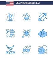azione vettore icona imballare di americano giorno 9 linea segni e simboli per distintivo americano footbal Stati Uniti d'America nazione modificabile Stati Uniti d'America giorno vettore design elementi