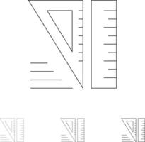 formazione scolastica geometrico utensili grassetto e magro nero linea icona impostato vettore