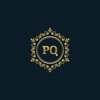 lettera pq logo con lusso oro modello. eleganza logo vettore modello.