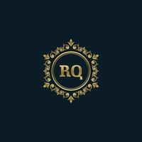 lettera rq logo con lusso oro modello. eleganza logo vettore modello.