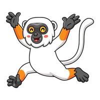 carino sifaka lemure scimmia cartone animato in esecuzione vettore