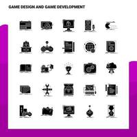 25 gioco design e gioco sviluppo icona impostato solido glifo icona vettore illustrazione modello per ragnatela e mobile idee per attività commerciale azienda