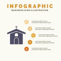 Chiesa celebrazione cristiano attraversare Pasqua solido icona infografica 5 passaggi presentazione sfondo vettore