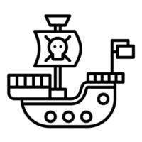 icona della linea della nave pirata vettore