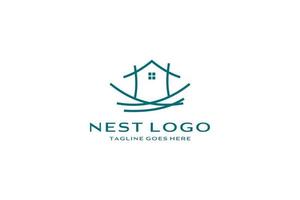 uccello nido logo design vettore icona modello