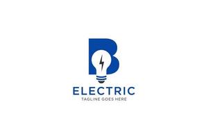 B lettera logo design con leggero lampadina e fulmine bullone. elettrico bullone lettera logo. vettore