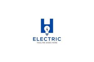 h lettera logo design con leggero lampadina e fulmine bullone. elettrico bullone lettera logo. vettore