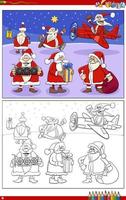 cartone animato Santa Claus Natale personaggi gruppo colorazione pagina vettore
