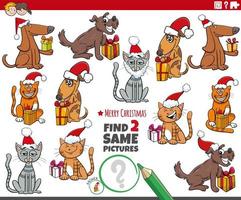 trova Due stesso cartone animato animali domestici personaggi con Natale i regali vettore