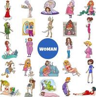 personaggi dei cartoni animati di donne e ragazze grande set vettore
