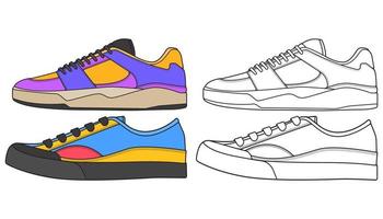 impostato via sneaker scarpa . concetto. piatto design. vettore illustrazione. scarpe da ginnastica nel piatto stile.