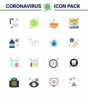 covid19 icona impostato per Infografica 16 piatto colore imballare come come mano lavare quarantena virus evento preparazione virale coronavirus 2019 nov malattia vettore design elementi