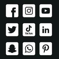 nero e bianca sociale media icone impostato logo vettore illustratore