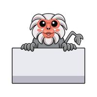carino poco hamadryad scimmia cartone animato Tenere vuoto cartello vettore