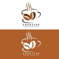 caffè logo vettore caffeina bevanda simbolo con caffè Marrone colore design per ristorante, bar e sbarra.