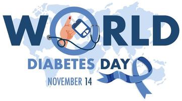 logo o banner della giornata mondiale del diabete con il globo sulla mappa vettore