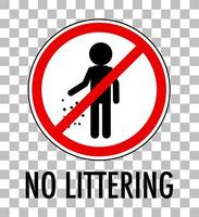 no littering isolato su sfondo trasparente vettore