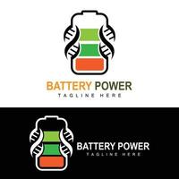 batteria logo disegno, tecnologia ricarica illustrazione, azienda marca vettore