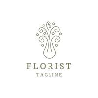 natura foglia fiore con linea arte stile logo design modello piatto vettore