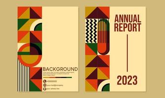 annuale rapporto copertina design con astratto bauhaus modello. geometrico retrò sfondo. a4 dimensione per libri, giornali, cataloghi, volantini, manifesti vettore