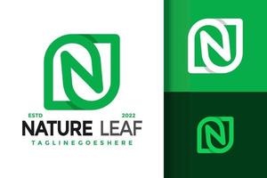 lettera n natura foglia logo disegno, marca identità loghi vettore, moderno logo, logo disegni vettore illustrazione modello