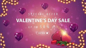 saldi di San Valentino, fino a 50 di sconto sul banner vettore