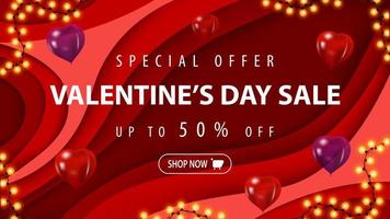 saldi di San Valentino, fino a 50 di sconto sul banner vettore