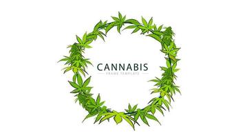 cornice verde rotonda di foglie di cannabis vettore