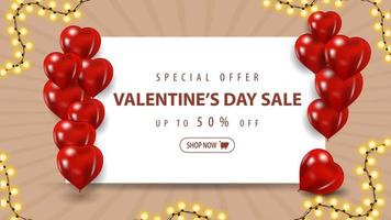 saldi di San Valentino, fino a 50 di sconto sul banner vettore