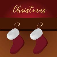 composizione natalizia con calzini appesi vettore