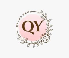 iniziale qy femminile logo. utilizzabile per natura, salone, terme, cosmetico e bellezza loghi. piatto vettore logo design modello elemento.