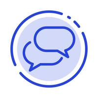 chat Chiacchierare sms posta blu tratteggiata linea linea icona vettore